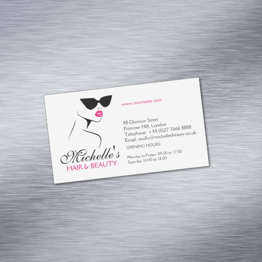 レトロサングラスヘア及び美しいメイクアップブランディング マグネット名刺 (インサイチュ)