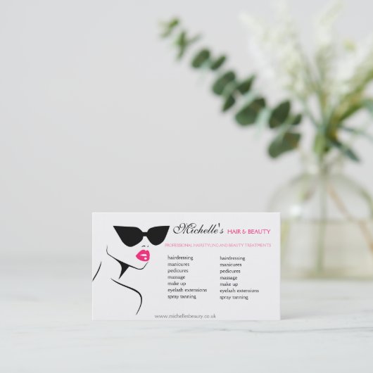 レトロサングラス毛及び美しいメイク 名刺 (スタンド正面)