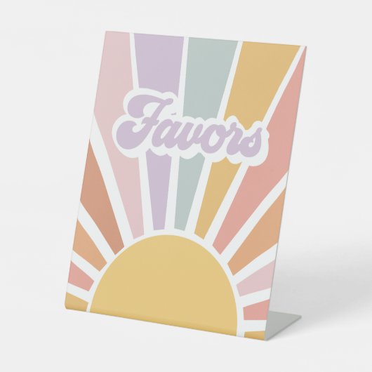 レトロサンシャイングルーヴィーベビーシャワーの好意 台座サイン (正面)