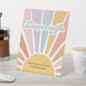 レトロサンシャイングルーヴィーベビーシャワーオムツラッフル 台座サイン (インサイチュ)