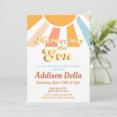 レトロサンシャインサンをテーマにした男の子の赤ちゃんシャワー 招待状 (スタンド正面)