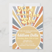 レトロサンシャインサンをテーマにした男の子の赤ちゃんシャワー 招待状 (正面)