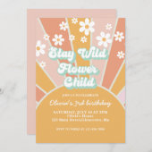 レトロサンシャインステイワイルドフラワーチャイルドボホフローラ 招待状 (正面/裏面)