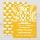 レトロサンシャインダブル卒業パーティー招待状 招待状 (正面/裏面)