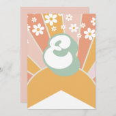 レトロサンシャインデイジーボホフローラバナーE 招待状 (正面/裏面)