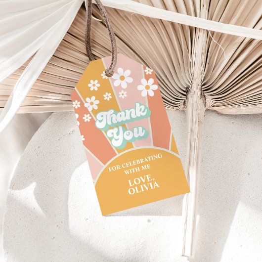 レトロサンシャインデイジー2グルービー誕生日のお願い ギフトタグ