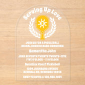 レトロサンシャインピックボールブライダルシャワーアーチ アクリル招待状 (正面)