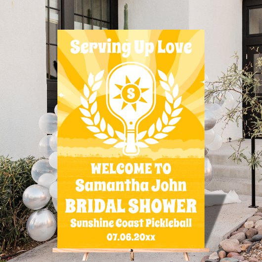 レトロサンシャインピックボールブライダルシャワーウェルカム アクリルサイン