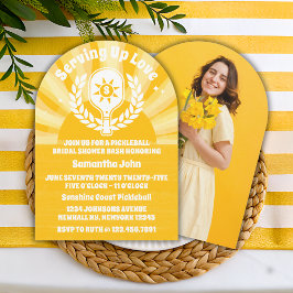 レトロサンシャインピックボールブライダルシャワーフォトアーチ 招待状
