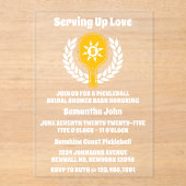 レトロサンシャインピックボールブライダルシャワー アクリル招待状 (正面)