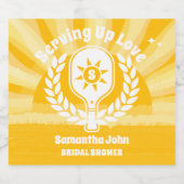 レトロサンシャインピックボールブライダルシャワー スパークリングワインラベル (シングルラベル)