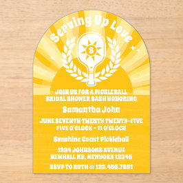 レトロサンシャインピックルボール ブライダルシャワー アクリル招待状