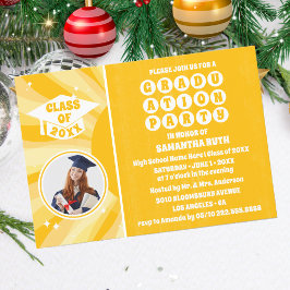 レトロサンシャインフォト卒業パーティー招待状 招待状