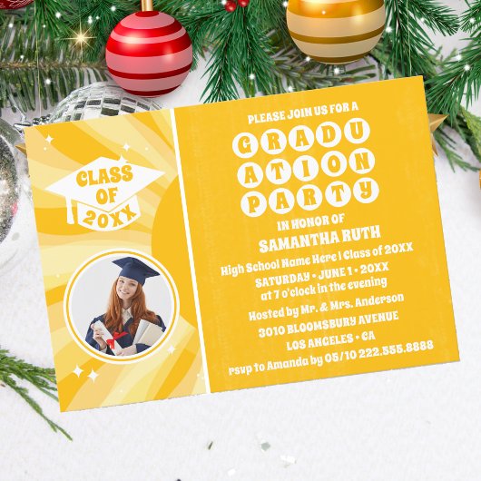 レトロサンシャインフォト卒業パーティー招待状 招待状