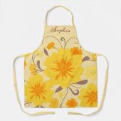 レトロサンシャインフローラルパタン – 黄色の花 エプロン (正面)
