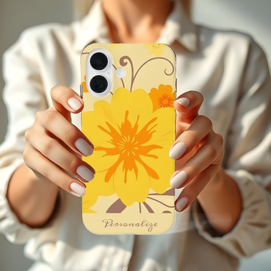 レトロサンシャインフローラルパタン – 黄色の花 Case-Mate iPhoneケース