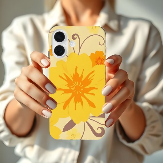 レトロサンシャインフローラルパタン – 黄色の花 Case-Mate iPhoneケース