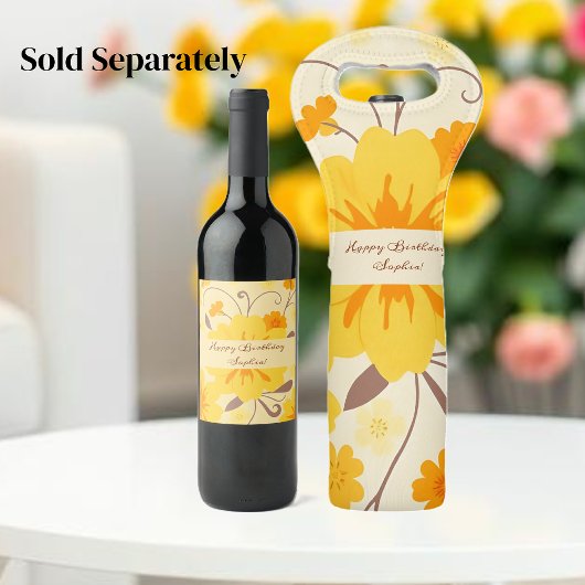 レトロサンシャインフローラ – 黄色の花 ワインラベル