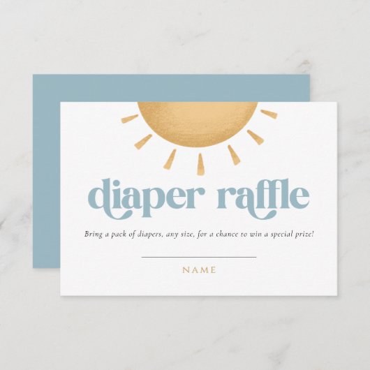 レトロサンシャインベビーシャワーおむつラッフル エンクロージャーカード (正面/裏面)