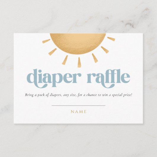 レトロサンシャインベビーシャワーおむつラッフル エンクロージャーカード (正面)
