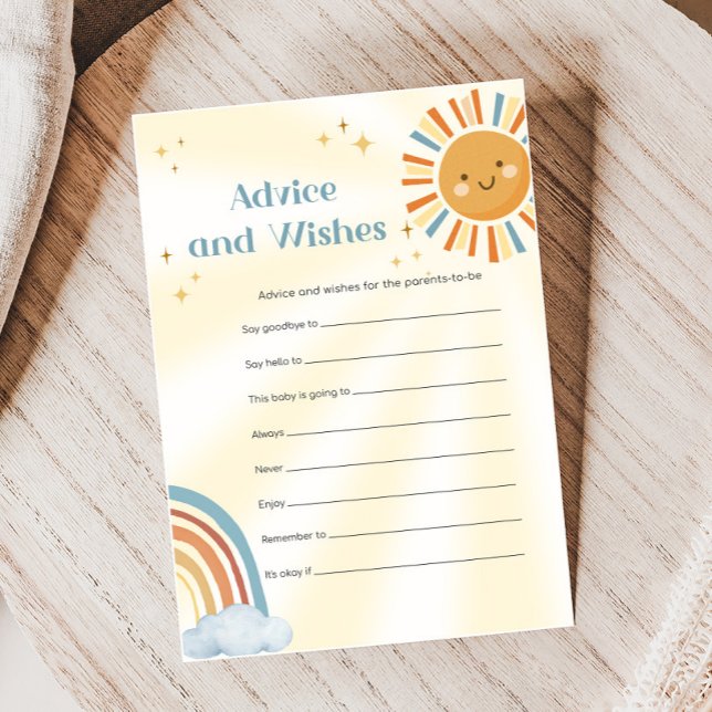 レトロサンシャインベビーシャワーアドバイス＆ウィッシュゲーム (Retro Here Comes The Son Sunshine Baby Shower Game)