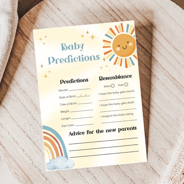 レトロサンシャインベビーシャワーベビー予測ゲーム (Retro Here Comes The Son Sunshine Baby Shower Game)