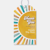 レトロサンシャインボホサン男の赤ちゃんシャワーサンキュー ギフトタグ (正面)