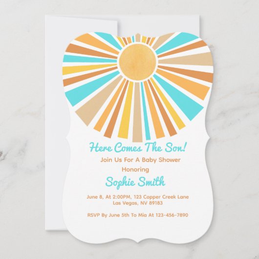 レトロサンシャインボホレインボーこ来この息子 招待状 (正面)