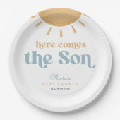 レトロサンシャインボーイ赤ちゃんシャワー ペーパープレート (正面)