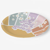 レトロサンシャインレインボーデイジー4th誕生日 ペーパープレート (アングル)