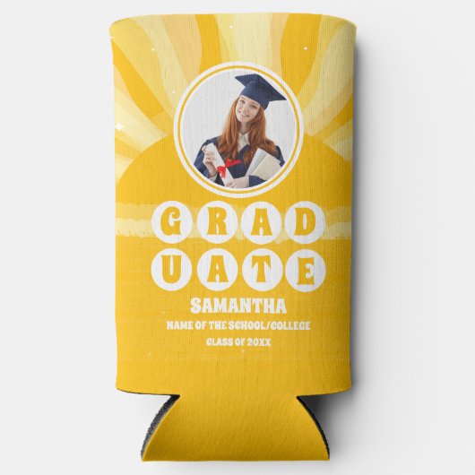 レトロサンシャイン写真卒業パーティー スリム缶クーラー (正面)