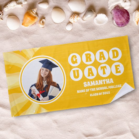 レトロサンシャイン写真卒業 ビーチタオル