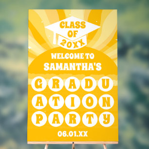 レトロサンシャイン卒業パーティーウェルカム アクリルサイン