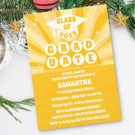 レトロサンシャイン卒業パーティー招待状 招待状