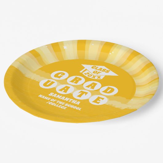 レトロサンシャイン卒業パーティー ペーパープレート (アングル)