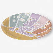 レトロサンシャイン虹デイジーワンワイルドスリー ペーパープレート (アングル)