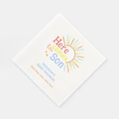 レトロサンシャイ来ンここザ息子ベビーシャワー スタンダードランチョンナプキン (角)