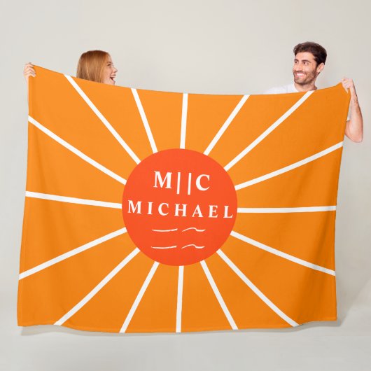 レトロサンシンプルモノグラモダンムパーソナライズされた フリースブランケット (インサイチュ)