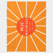 レトロサンシンプルモノグラモダンムパーソナライズされた フリースブランケット (正面)