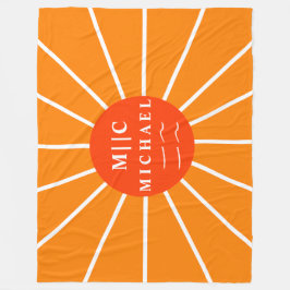 レトロサンシンプルモノグラモダンムパーソナライズされた フリースブランケット