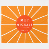 レトロサンシンプルモノグラモダンムパーソナライズされた フリースブランケット (正面(横))