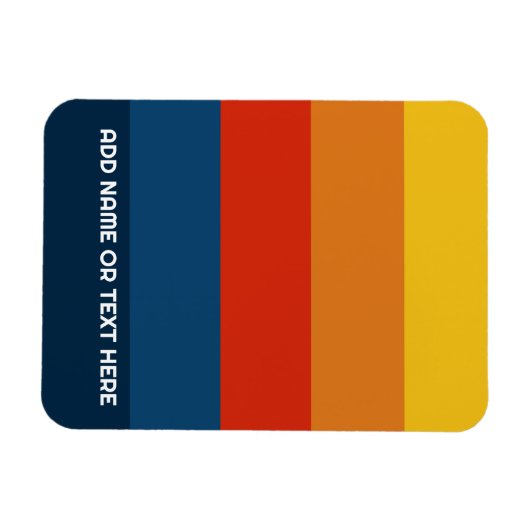 レトロサンセストライプイフ名シンプル付きサンセット文字 マグネット (横)