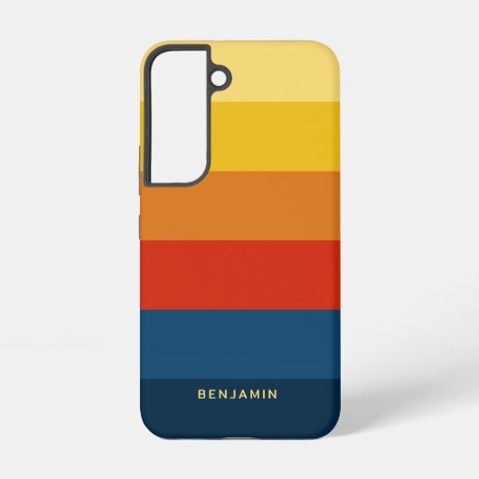 レトロサンセストライプイフ名シンプル付きサンセット文字 SAMSUNG GALAXYケース (裏面)