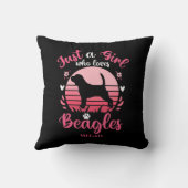 レトロサンセットただのビーグル大好きな女の子 クッション (裏面)