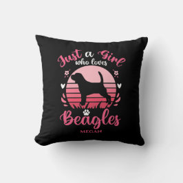 レトロサンセットただのビーグル大好きな女の子 クッション