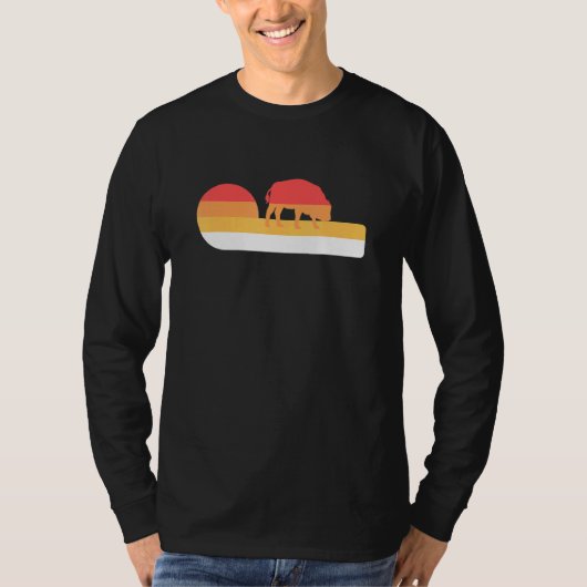 レトロサンセットアメリカンバイソン Tシャツ (正面)