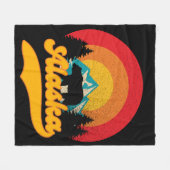 レトロサンセットアラスカジュヌベアマウンテンズワイルド フリースブランケット (正面(横))