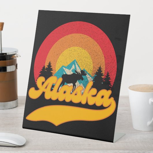 レトロサンセットアラスカジュヌームース0マウンテンズワイルド 台座サイン (インサイチュ)