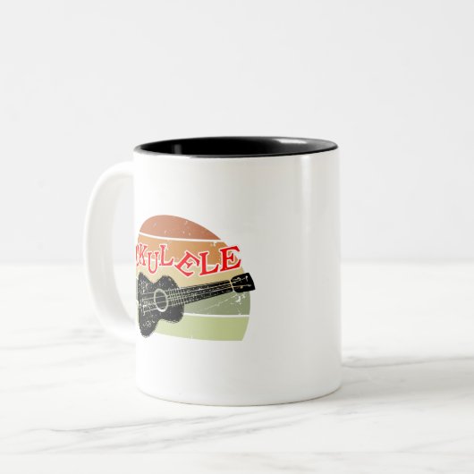 レトロサンセットウクレレ動揺してスケッチ ツートーンマグカップ (正面左)