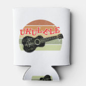 レトロサンセットウクレレ動揺してスケッチ 缶クーラー (裏面)